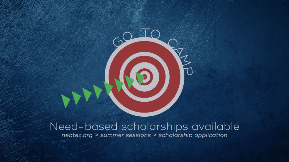 arrows to target Go To Camp Need-Based Scholarships Available blue grunge background