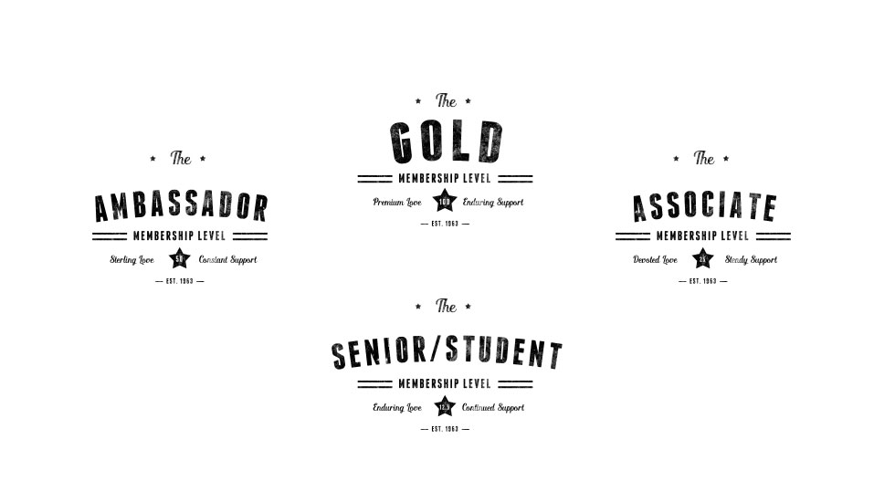 Gold (100) Ambassador (50) Associate (25) Sr/Student (12.5) Choose a level, become a member