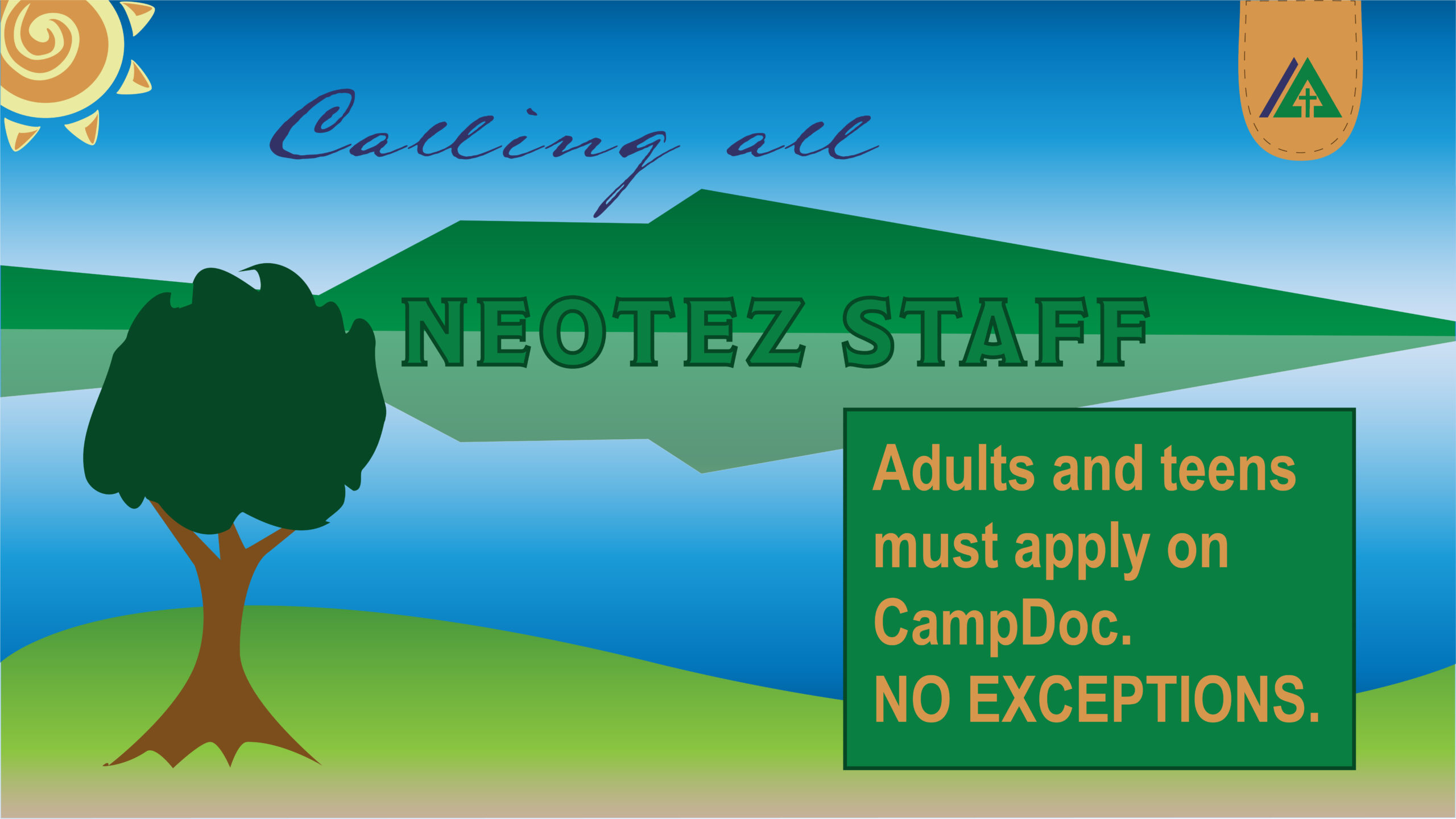 apps open for summer sessions link to app.campdoc.com/register/neotez green letters gray background